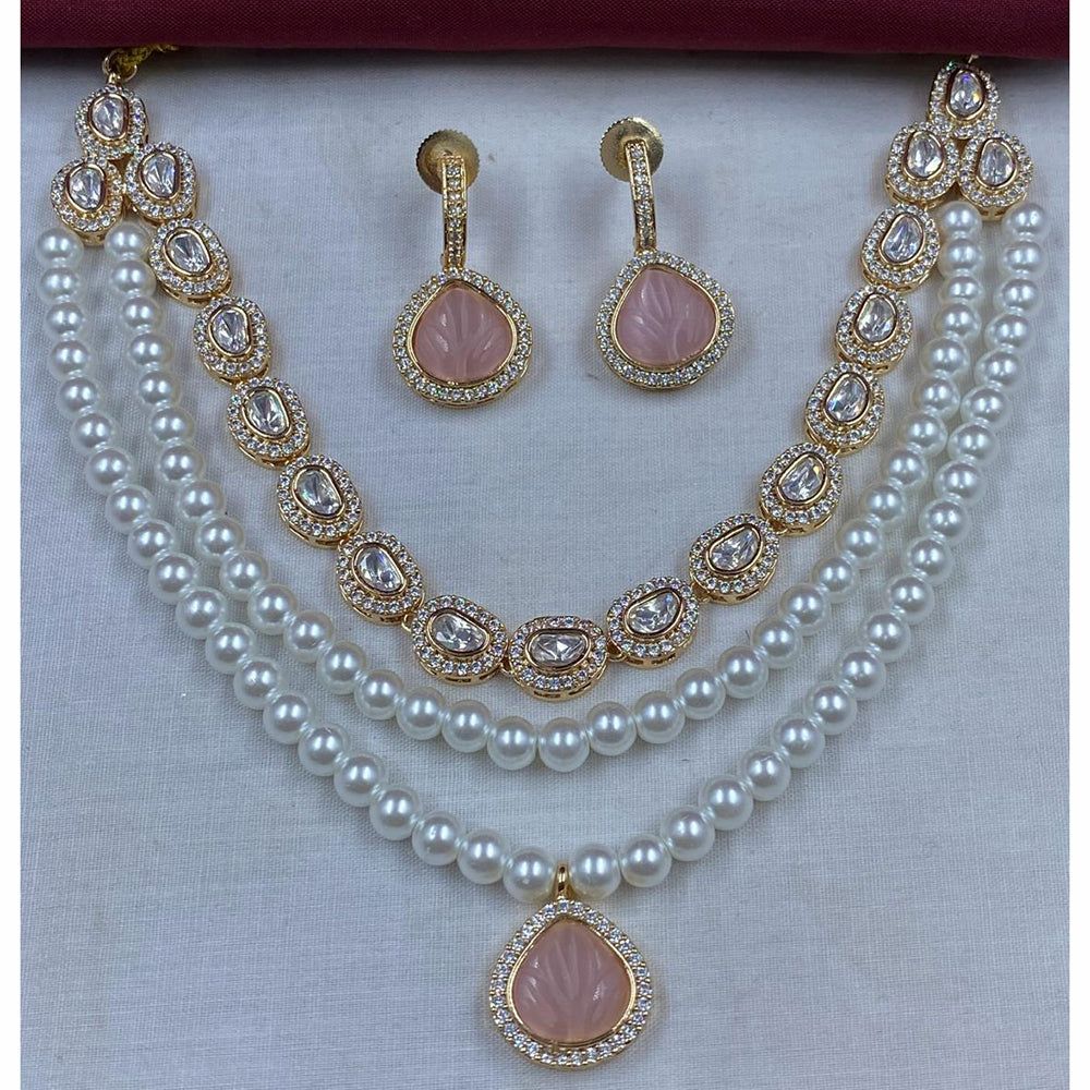 Amoliya Jewels Royal Glow Polki Kundan And Pearl Necklace Set