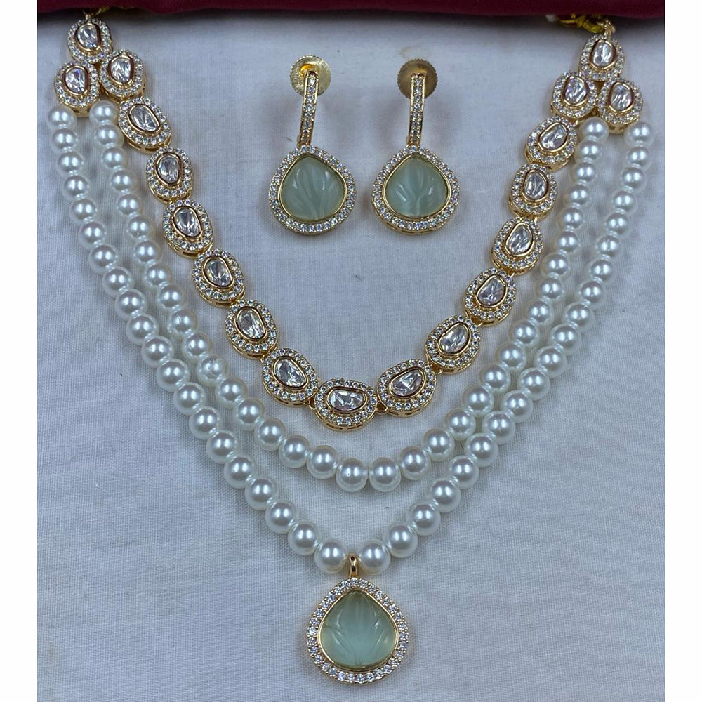 Amoliya Jewels Royal Glow Polki Kundan And Pearl Necklace Set