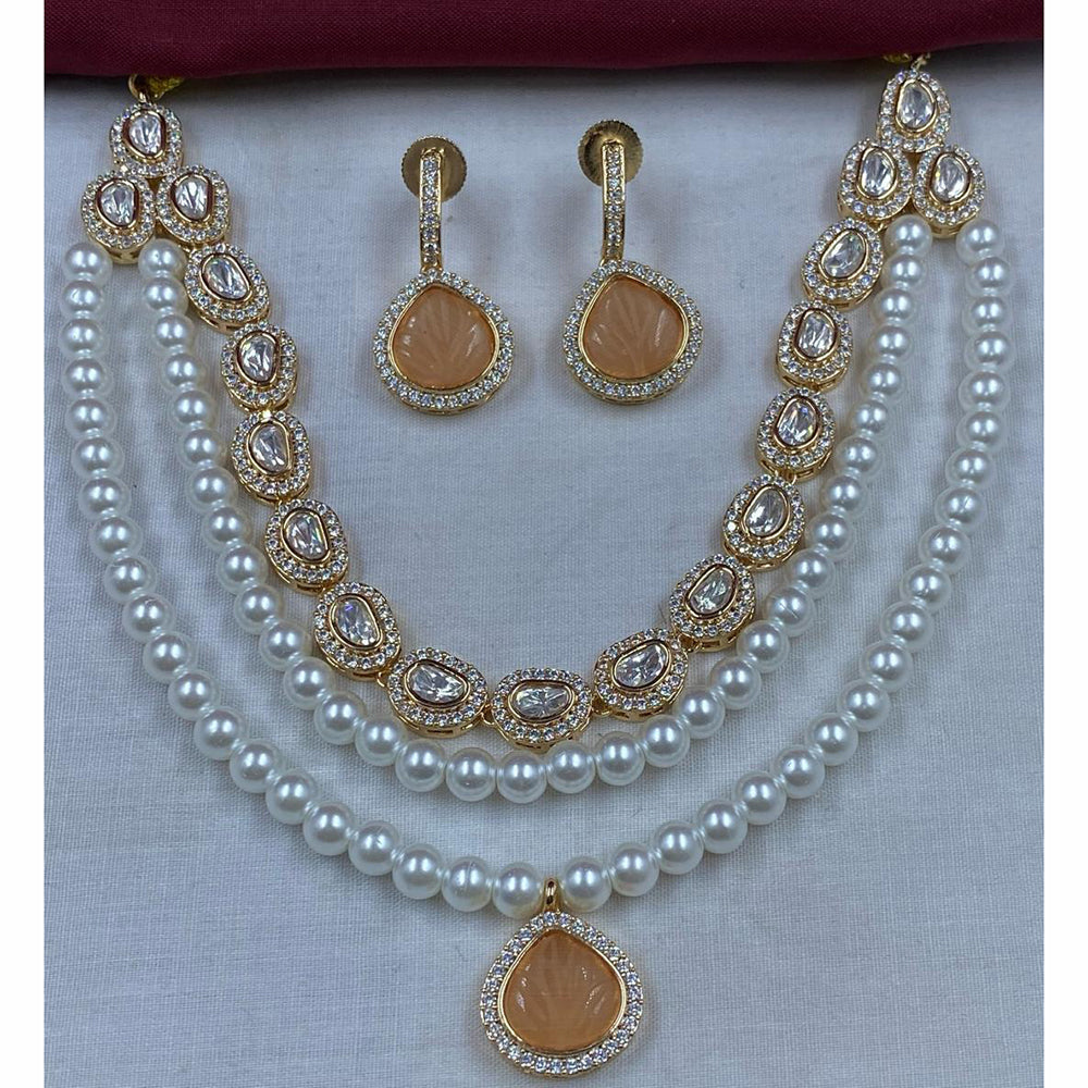 Amoliya Jewels Royal Glow Polki Kundan And Pearl Necklace Set