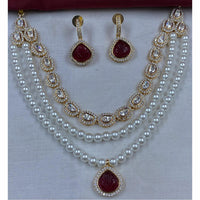 Amoliya Jewels Royal Glow Polki Kundan And Pearl Necklace Set