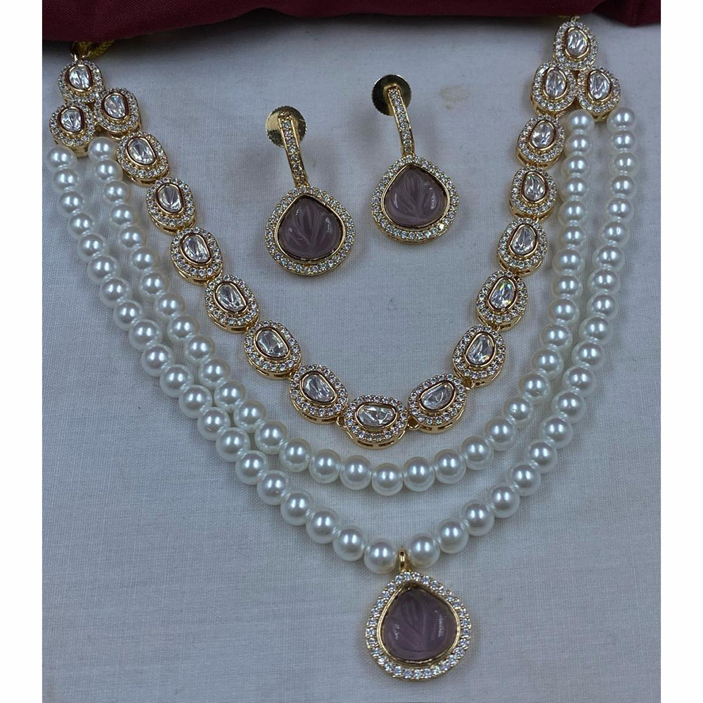 Amoliya Jewels Royal Glow Polki Kundan And Pearl Necklace Set