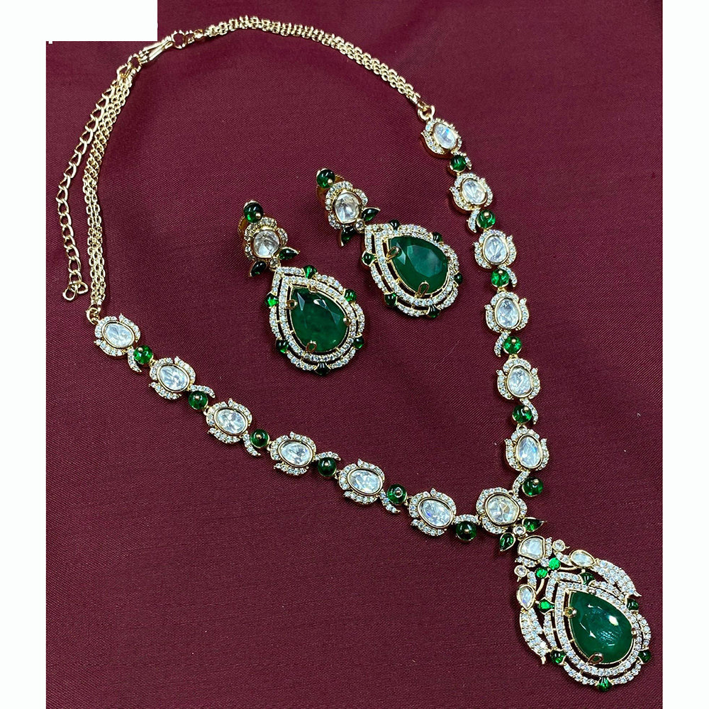 Amoliya Jewels Royal Polki Kundan And Pota Stone Necklace Set