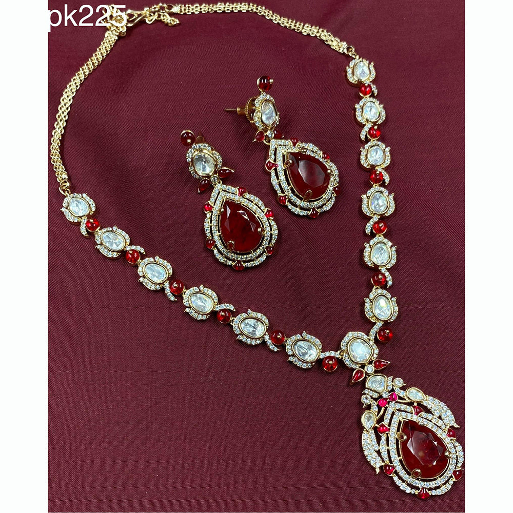 Amoliya Jewels Royal Polki Kundan And Pota Stone Necklace Set