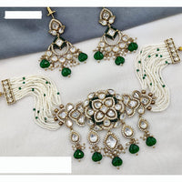 Amoliya Jewels Royal Polki Kundan And Pota Stone Necklace Set