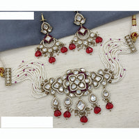 Amoliya Jewels Royal Polki Kundan And Pota Stone Necklace Set