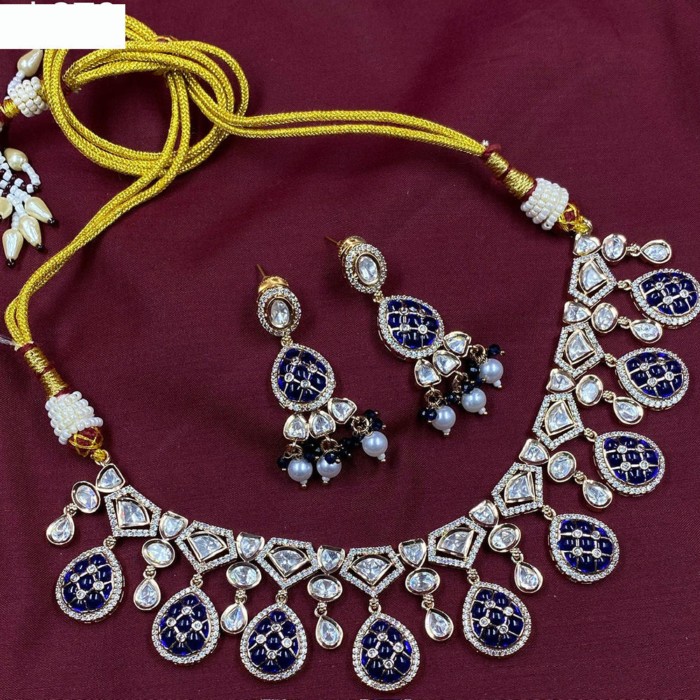 Amoliya Jewels Ethnic Charm Polki Kundan And Austrian Stone Necklace Set