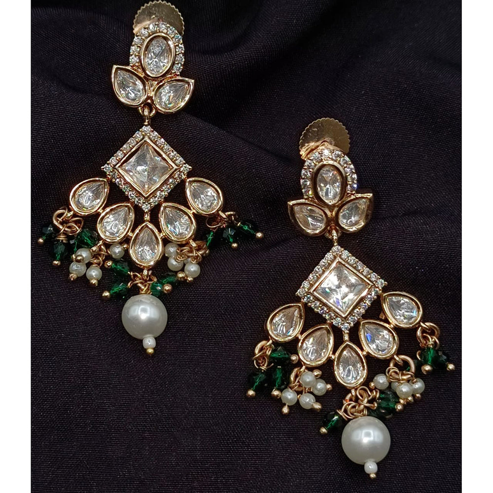 Amoliya Jewels Regal Shine Polki Kundan And Pearl Dangler Earrings