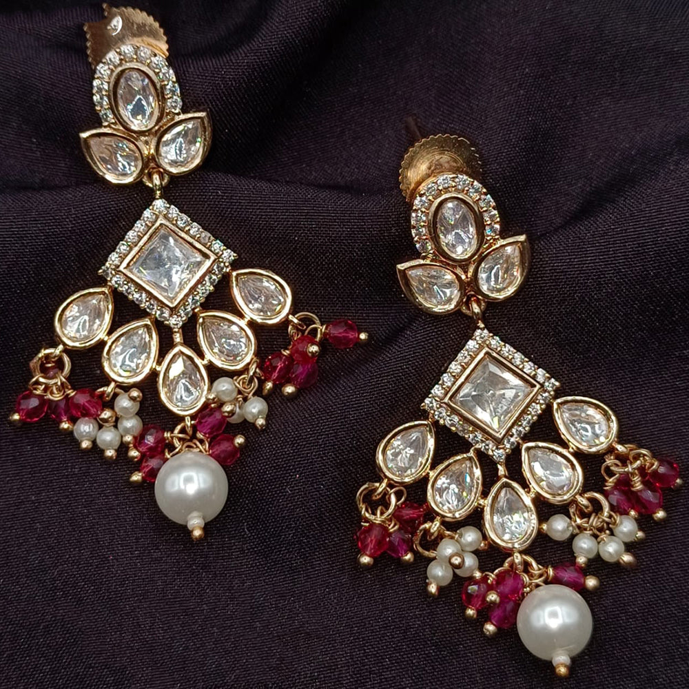 Amoliya Jewels Regal Shine Polki Kundan And Pearl Dangler Earrings