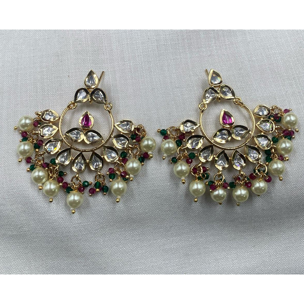 Amoliya Jewels Regal Shine Polki Kundan And Pearl Dangler Earrings