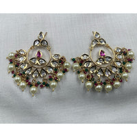 Amoliya Jewels Regal Shine Polki Kundan And Pearl Dangler Earrings