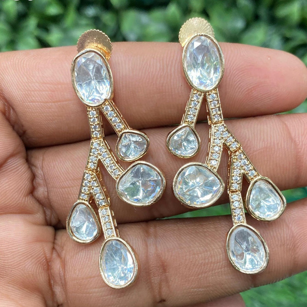 Amoliya Jewels Regal Shine Polki Kundan Dangler Earrings