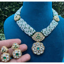 Amoliya Jewels Classic Glow Polki Kundan Pota Stone And Pearl Necklace Set