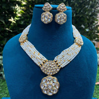 Amoliya Jewels Classic Glow Polki Kundan Pota Stone And Pearl Necklace Set
