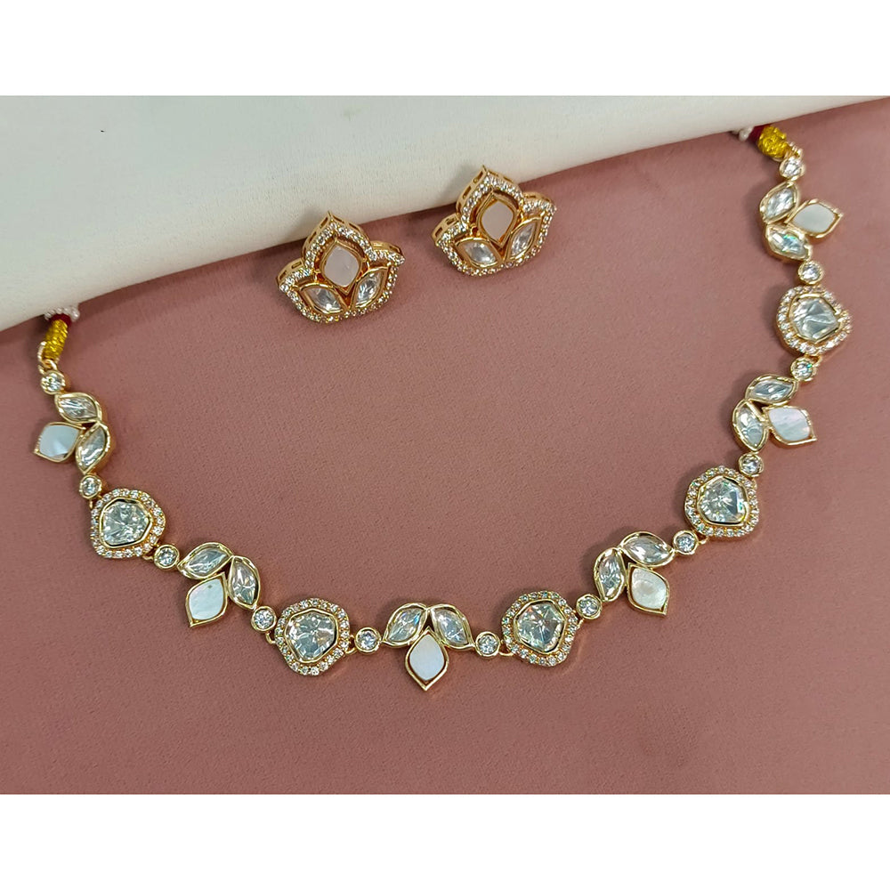Amoliya Jewels Classic Glow Polki Kundan And Pota Stone Necklace Set