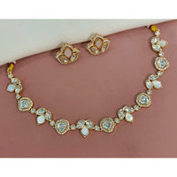 Amoliya Jewels Classic Glow Polki Kundan And Pota Stone Necklace Set