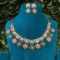 Amoliya Jewels Classic Glow Polki Kundan And Pota Stone Necklace Set