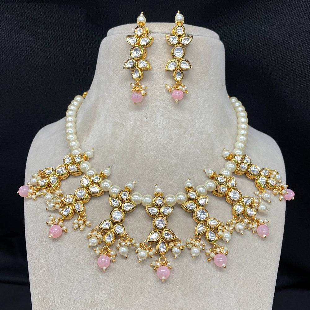 Amoliya Jewels Royal Kundan And Pearl Beaded Necklace Set