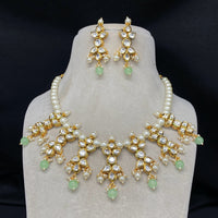Amoliya Jewels Royal Kundan And Pearl Beaded Necklace Set