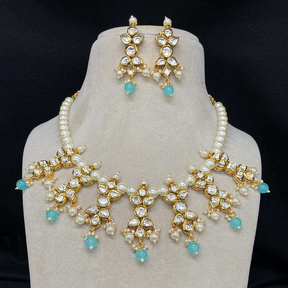 Amoliya Jewels Royal Kundan And Pearl Beaded Necklace Set