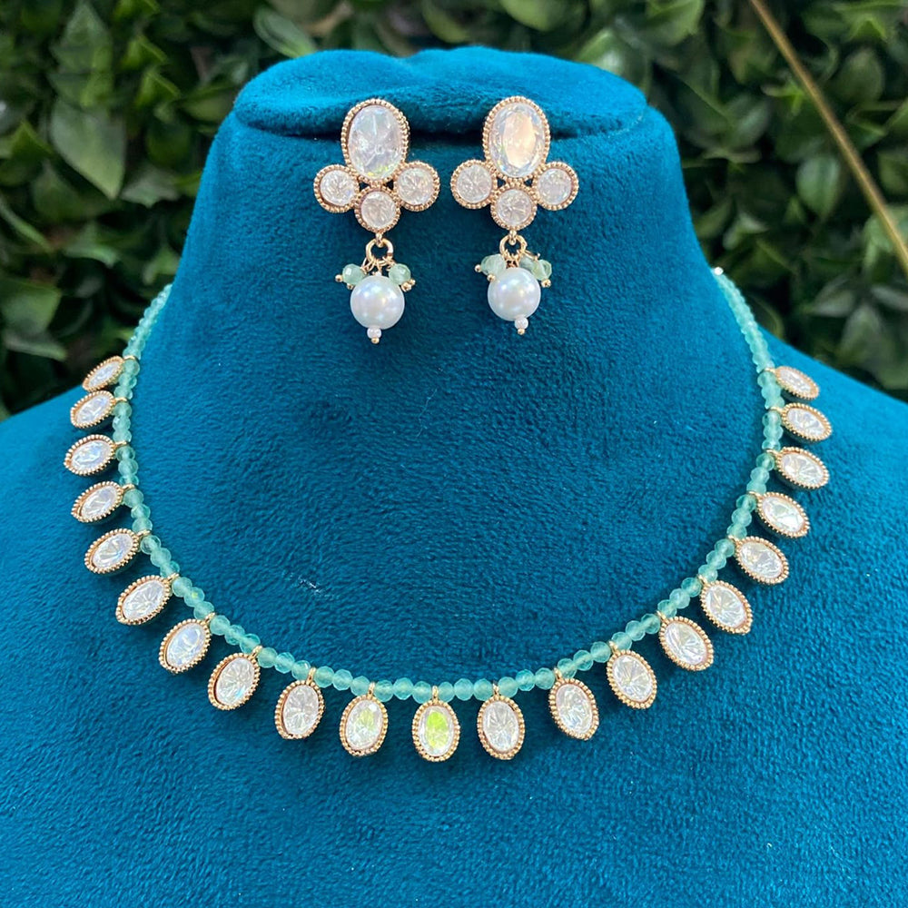 Amoliya Jewels Regal Polki Kundan Stone And Pearl Necklace Set