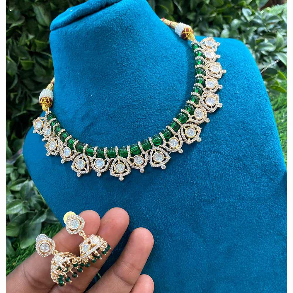 Amoliya Jewels Regal Polki Kundan Stone And Pearl Necklace Set