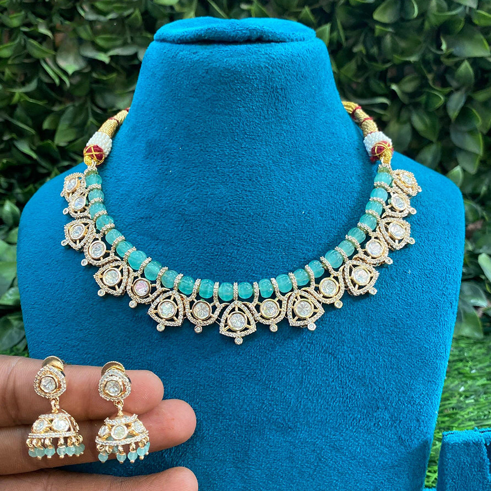 Amoliya Jewels Regal Polki Kundan Stone And Pearl Necklace Set
