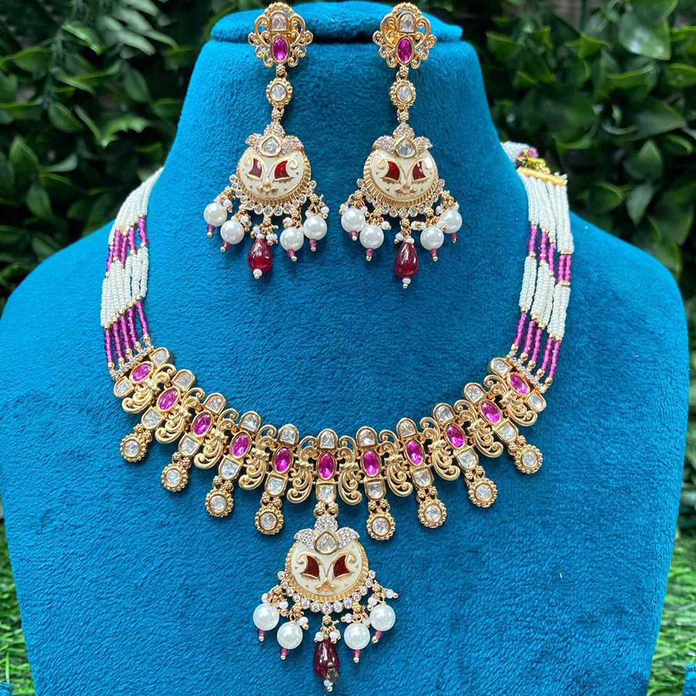 Amoliya Jewels Grand Polki Kundan Stone And Meenakari Necklace Set