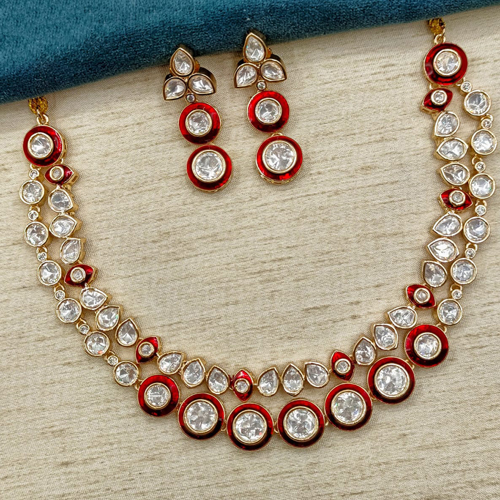 Amoliya Jewels Grand Polki Kundan Stone And Meenakari Necklace Set