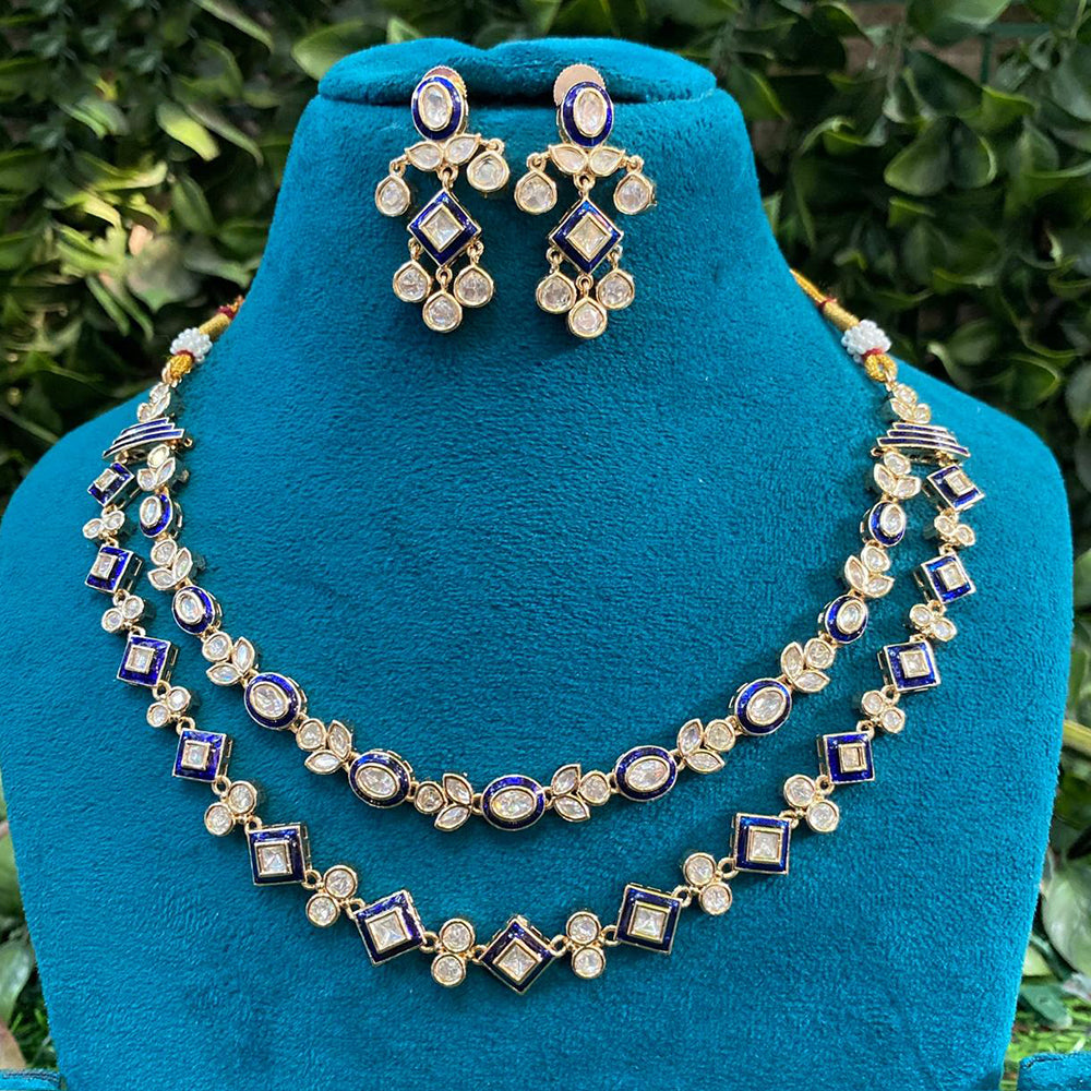 Amoliya Jewels Grand Polki Kundan Stone And Meenakari Necklace Set