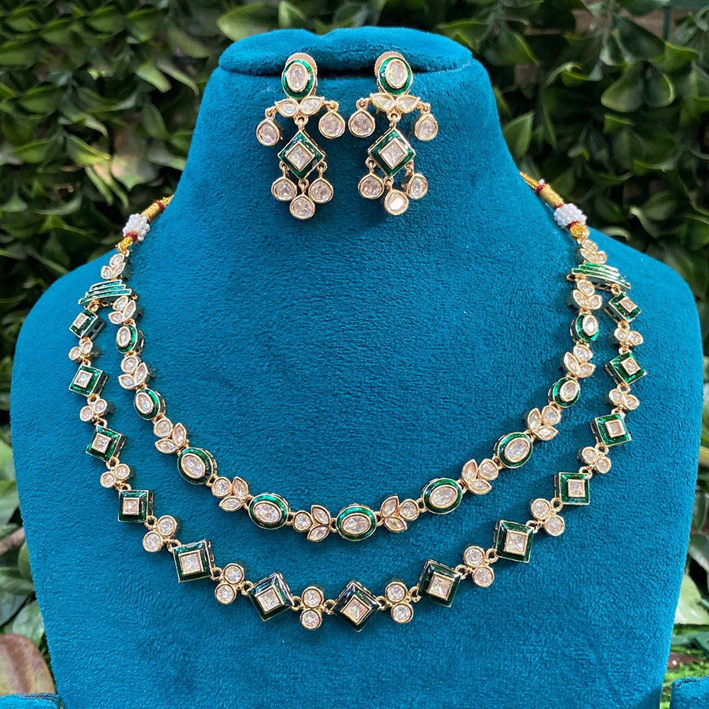Amoliya Jewels Grand Polki Kundan Stone And Meenakari Necklace Set