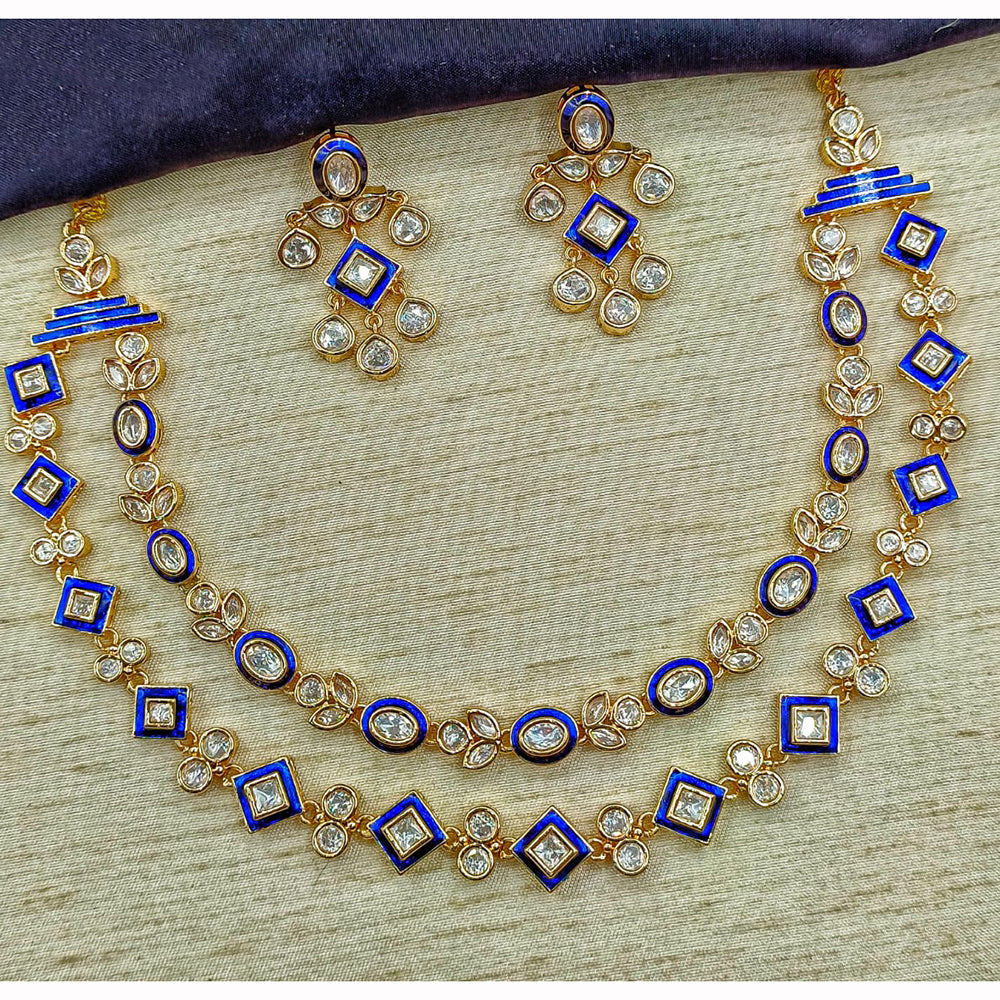Amoliya Jewels Grand Polki Kundan Stone And Meenakari Necklace Set