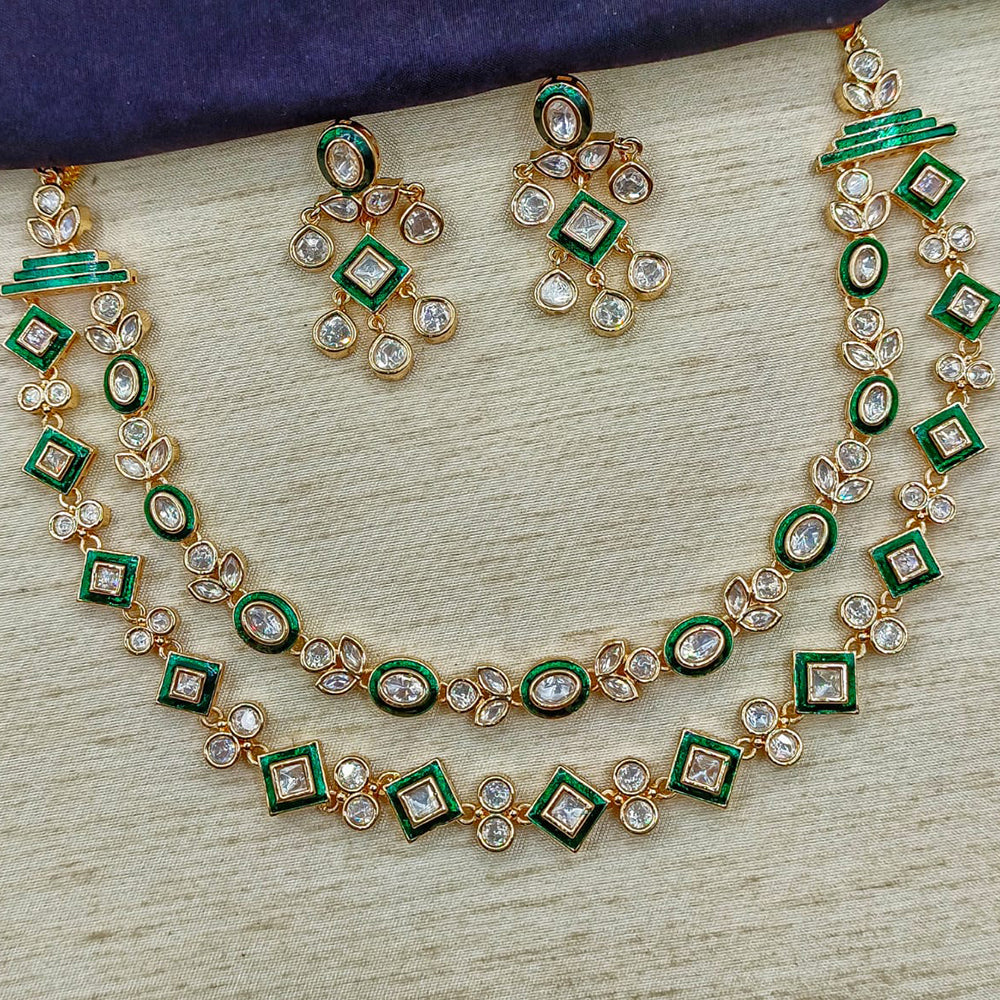 Amoliya Jewels Grand Polki Kundan Stone And Meenakari Necklace Set