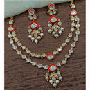 Amoliya Jewels Grand Polki Kundan Stone And Pearl Meenakari Necklace Set