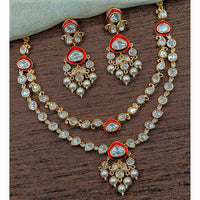 Amoliya Jewels Grand Polki Kundan Stone And Pearl Meenakari Necklace Set