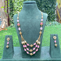 Amoliya Jewels Premium Pota Stone And Beads Necklace Set