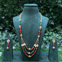 Amoliya Jewels Premium Pota Stone And Beads Necklace Set