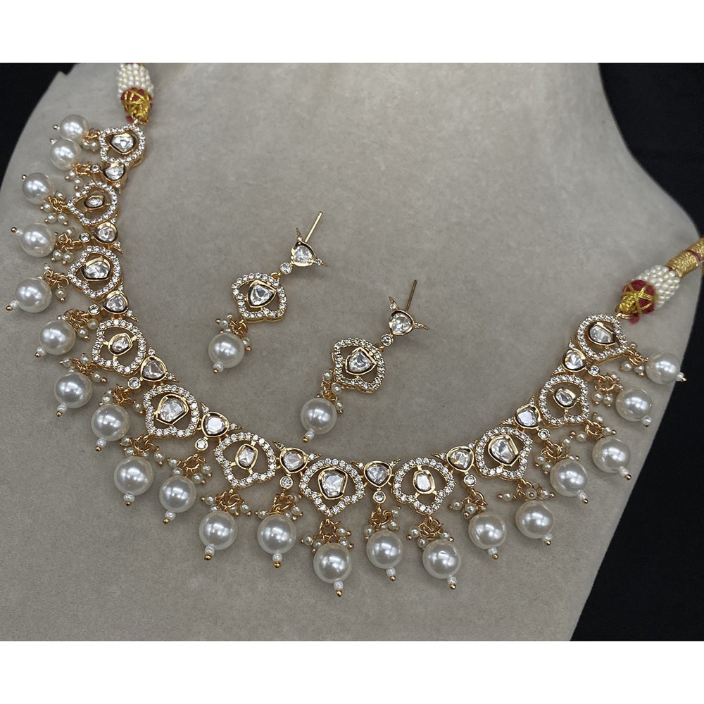 Amoliya Jewels Grand Polki Kundan Stone And Beads Necklace Set