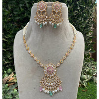 Amoliya Jewels Grand Polki Kundan Stone And Beads Necklace Set