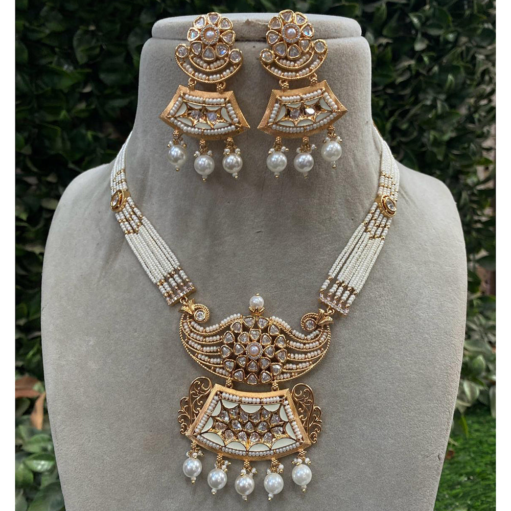 Amoliya Jewels Grand Polki Kundan Stone And Beads Necklace Set