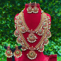 Amoliya Jewels Grand Pota Stone And Pearl Dual Necklace Set