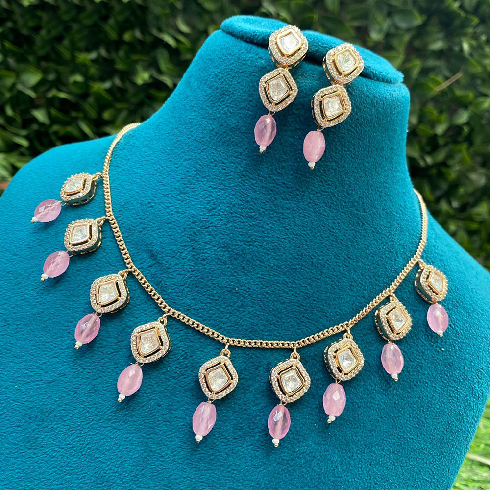 Amoliya Jewels Grand Polki Kundan Stone And Beads Necklace Set