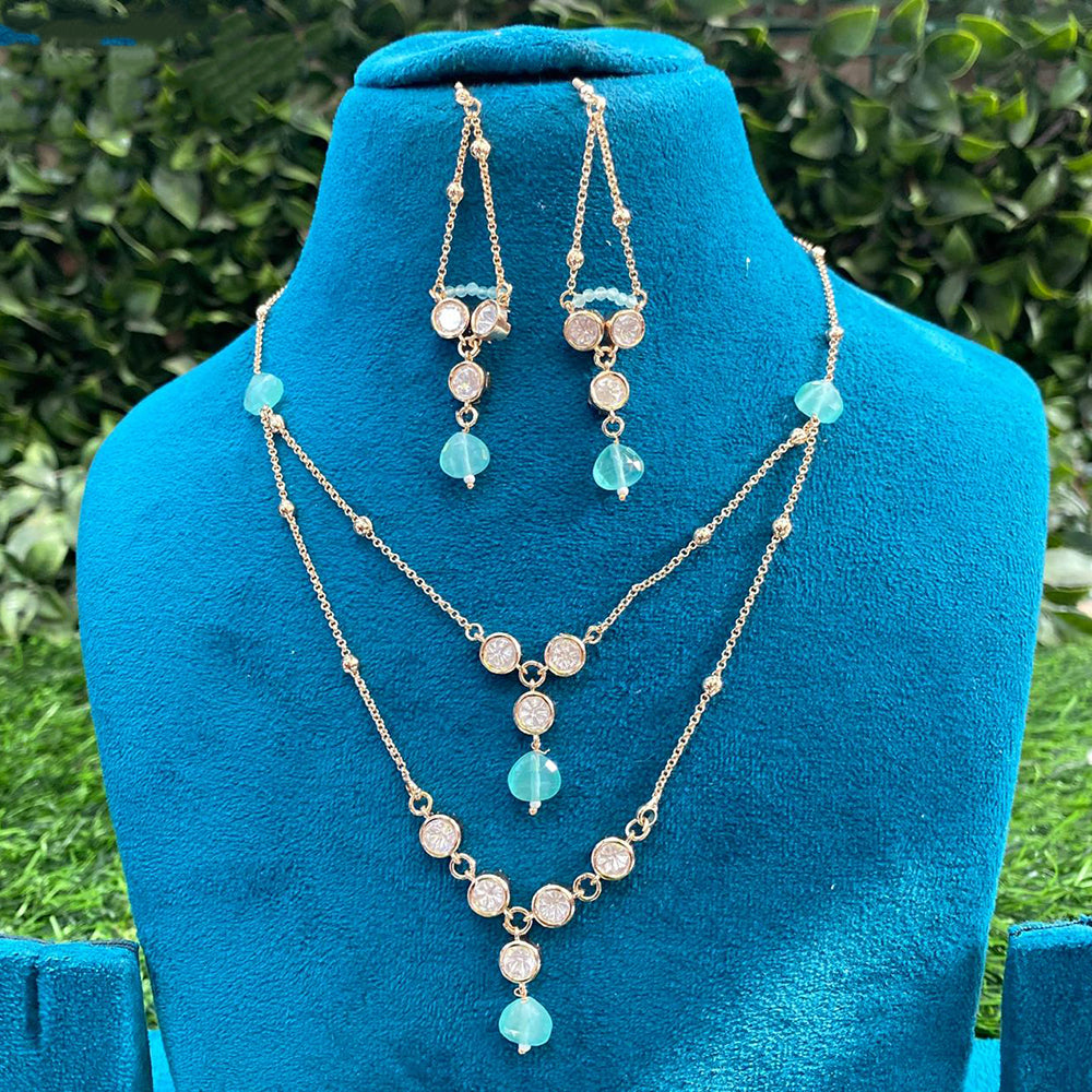 Amoliya Jewels Grand Polki Kundan Stone And Beads Necklace Set