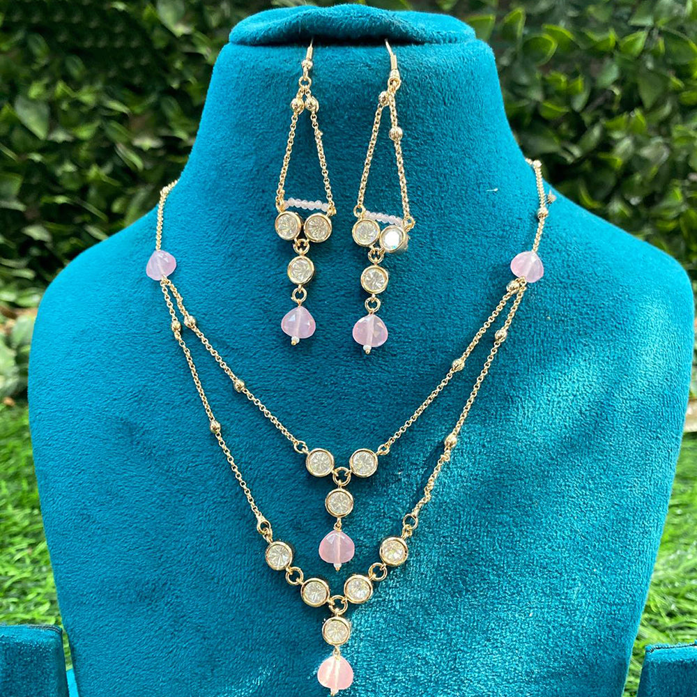 Amoliya Jewels Grand Polki Kundan Stone And Beads Necklace Set