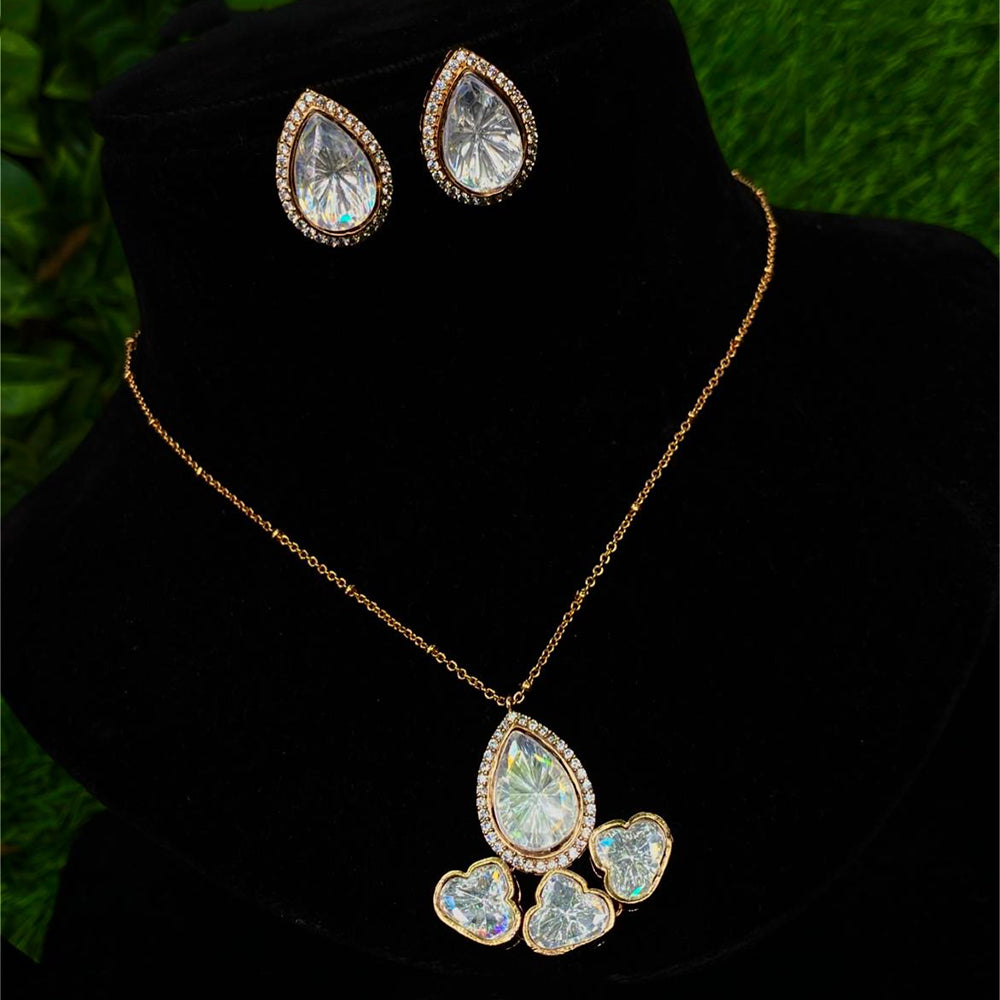 Amoliya Jewels Royal Polki Kundan Stone Heritage Necklace Set