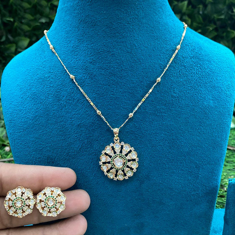 Amoliya Jewels Royal Polki Kundan Stone Chain Pendant Set