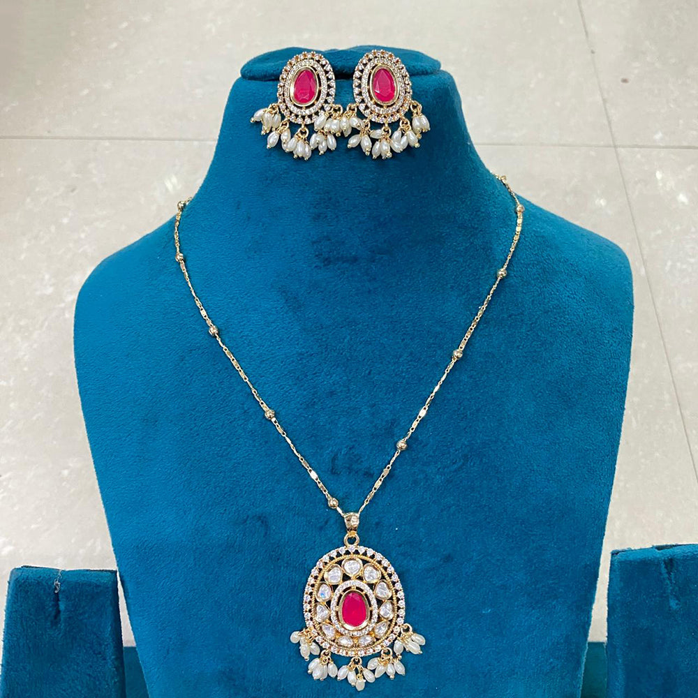 Amoliya Jewels Royal Polki Kundan Stone Chain Pendant Set