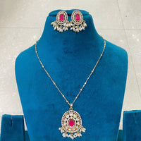 Amoliya Jewels Royal Polki Kundan Stone Chain Pendant Set