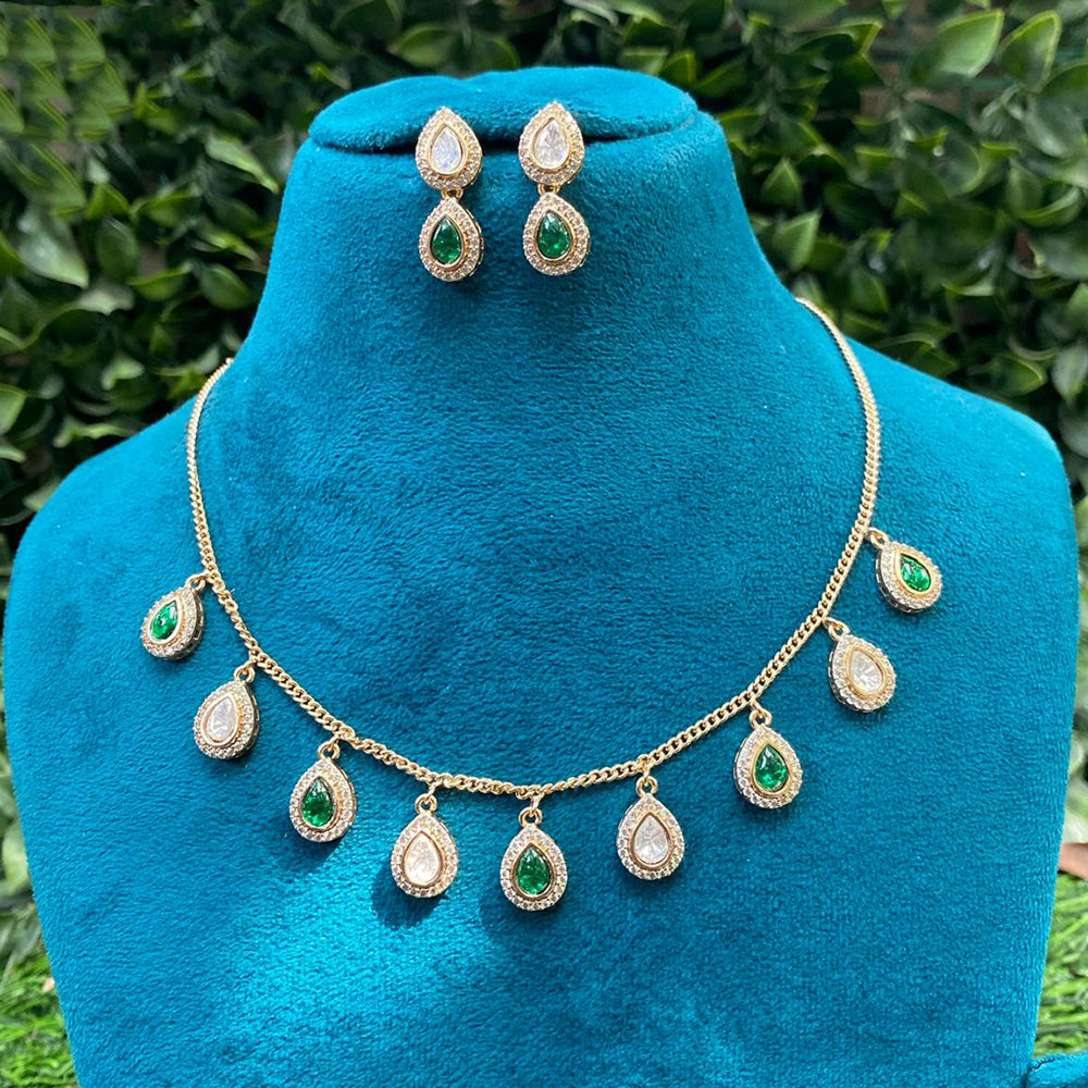 Amoliya Jewels Royal Polki Kundan Stone Heritage Necklace Set