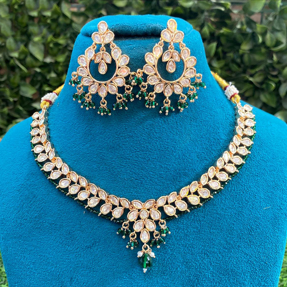 Amoliya Jewels Royal Polki Kundan Stone And Beads Heritage Necklace Set