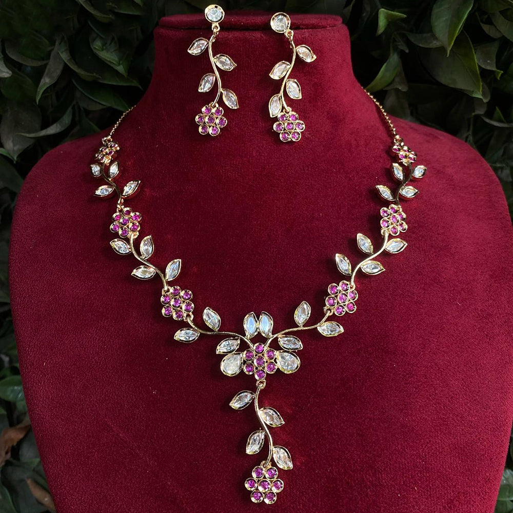 Amoliya Jewels Royal Polki Kundan Stone Heritage Necklace Set